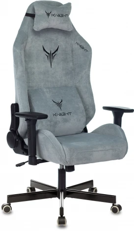 Кресло игровое Knight N1 Fabric серо-голубой Light-28 с подголов. крестовина металл