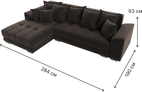 Диван угловой НордСтар левый угол (Коричневый/Велюр) Лига Диванов арт.121109L