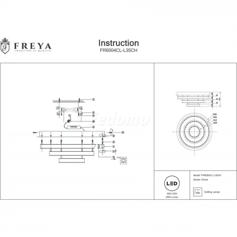 Потолочная люстра Freya Dome FR6004CL-L35CH