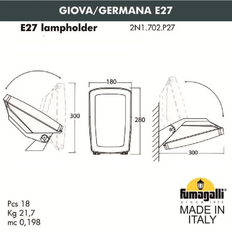 Настенный светильник уличный Fumagalli Germana 2N1.702.000.AYF1R (220V, IP66)