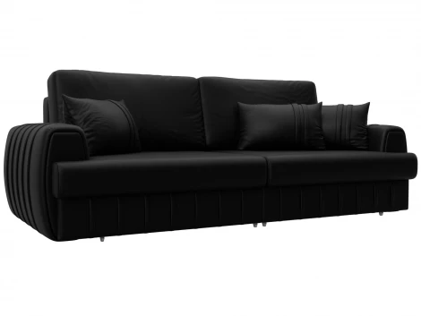 Диван прямой Лига-057 НПБ (ЛДСП,Брус,Фанера/Пластик/Экокожа/Черный) Лига Диванов 130026