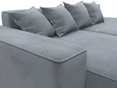 Диван угловой Лига-065 угол левый (ДСП/Пластик/Велюр/Серый) Лига Диванов 129809L