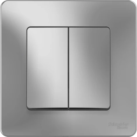 Выключатель встраиваемый двухклавишный (алюминий) Systeme Electric Blanca BLNVS010503