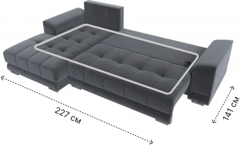 Диван угловой НордСтар левый угол (Серый/Велюр) Лига Диванов арт.121110L