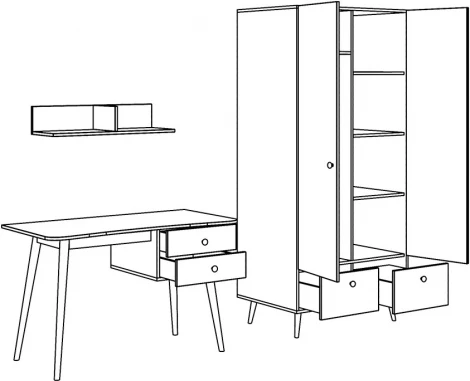 Композиция Rili 6 ОГОГО (арт.855108), (Ткань,ЛДСП/Белый)