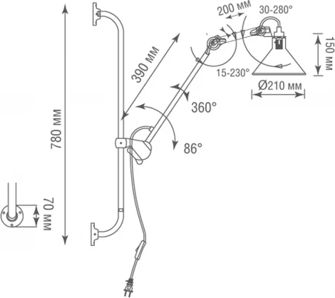 Бра Donolux MARY JANE DL20653W1BBlack (220V, выключатель)