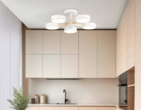 Потолочная люстра на штанге светодиодная с пультом Ambrella Comfort FL4825 (регулировка яркости, 220V, круглые)