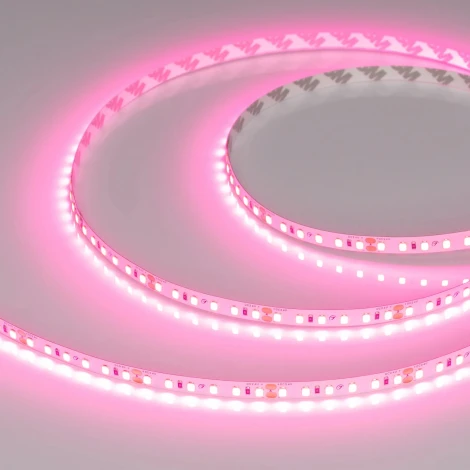 Светодиодная лента RT-A120-8mm 24V Pink (9.6 W/m, IP20, 2835, 5m) (Arlight, -) 043380
