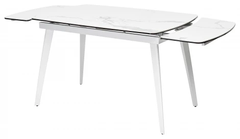 Стол ELIOT 120 HIGH GLOSS STATUARIO Белый мрамор глянцевый, керамика/ белый каркас