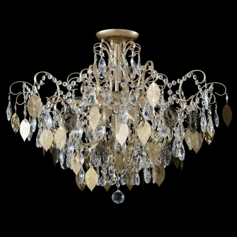 Потолочная люстра на штанге Crystal Lux ESMIRALDA PL9 GOLD (220V, подвески, листья)