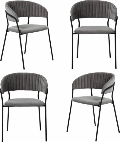 Комплект из 4-х стульев Turin серый вельвет с чёрными ножками Bradexhome арт.FR 0556K