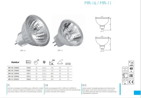 Лампочка галогеновая Kanlux MR-16C 12502