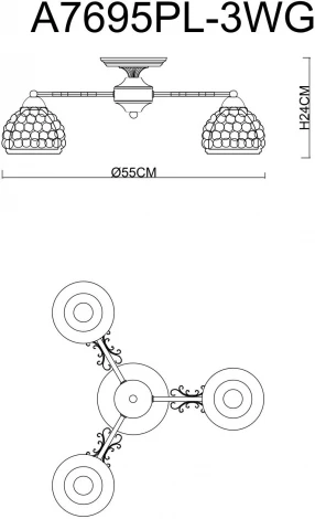 Потолочная люстра Arte Lamp Malina A7695PL-3WG