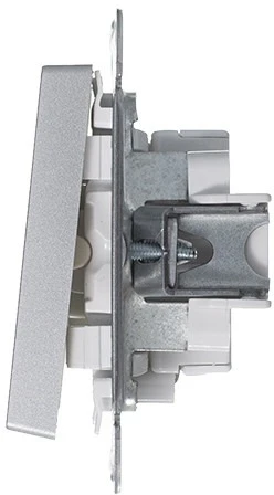 Выключатель встраиваемый двухклавишный с подсветкой (алюминий) Systeme Electric AtlasDesign ATN000353