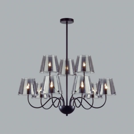Потолочная люстра ярусная на штанге Lumion Smoky 6570/9C черный/дымчатый/металл/стекло G9 9*20W 220V