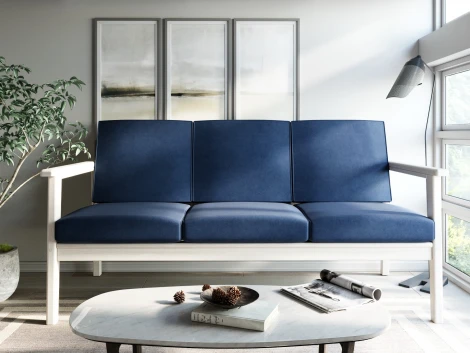 Диван Arsko прямой Лориан Б беленый дуб велюр синий