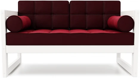 Диван Arsko прямой Сега М белая эмаль велюр бордовый