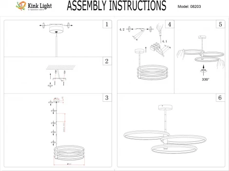 Потолочная люстра на штанге светодиодная Kink Light 08203,20P(3000K) бронза Led 54w (3000k)
