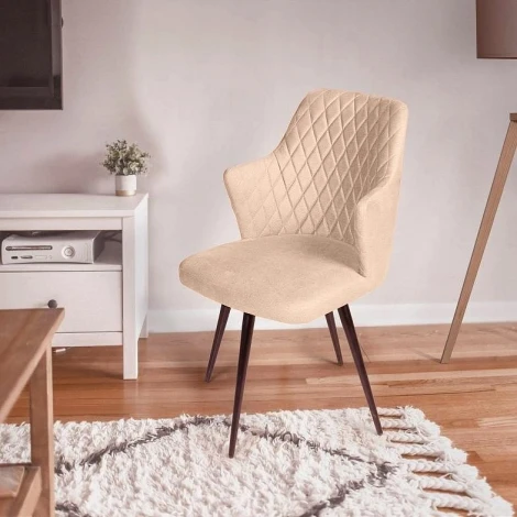 Стул поворотный на 360 градусов Hunt ромб, бархат бежевый 5 / чёрный конус Top Concept (13764)