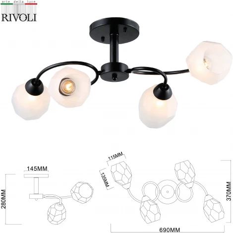 Люстра потолочная на штанге Gloria 9089-304 4 * Е14 40 Вт