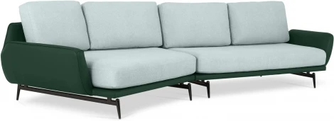 Диван Ispani угловой левый ОГОГО (арт.799381), (Ткань,Экокожа/Серый,Зеленый)