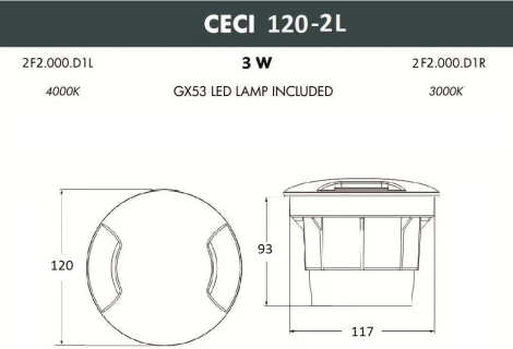 Встраиваемый светильник уличный Fumagalli CECI 2F2.000.000.AXG1L (220V, круглые, IP67)