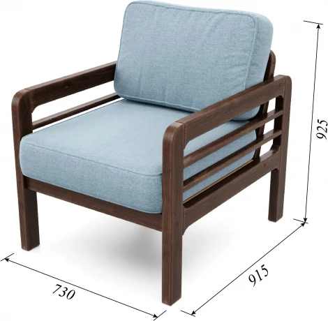 Кресло Arsko Бергер орех рогожка голубая