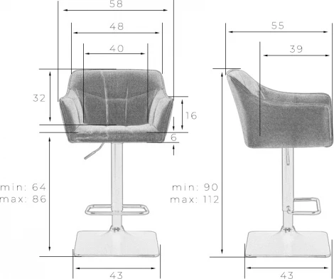 Стул барный DOBRIN RALF (серый твид (LEO11))