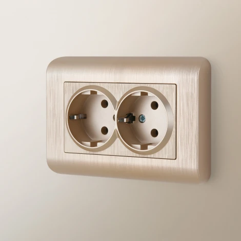 Розетка двойная с заземлением (шампань рифленый) Werkel W1172010 (a051432)