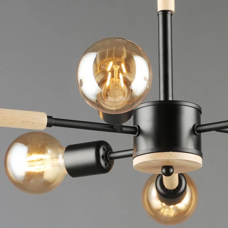 Потолочная люстра на штанге Reluce 99960-0.3-06 BK+WOOD