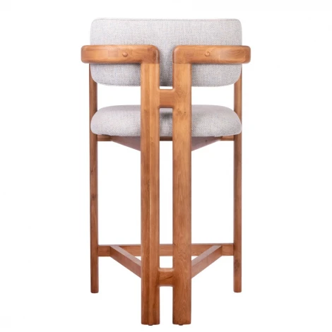 Стул полубарный Rich рогожка бежево-голубая с ножками цвета орех Bradex Home арт.RF 0861