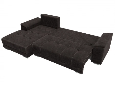 Диван угловой НордСтар левый угол (ДСП,Брус/Пластик/Велюр/Коричневый) Лига Диванов 127938L