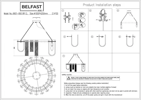 Подвесная люстра Belfast Severn 6601-950 BR CL (220V, на тросе)