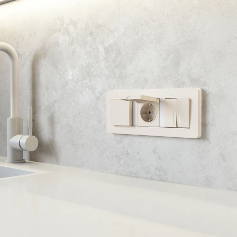 Розетка с заземлением и шторками c крышкой IP44 N (айвори матовый) IP44 Werkel W1171262 (a069587)