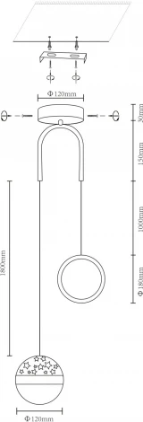 Подвесной светильник Velante 431-306-02 (LED, 220V, на проводе, шар, кольцо)
