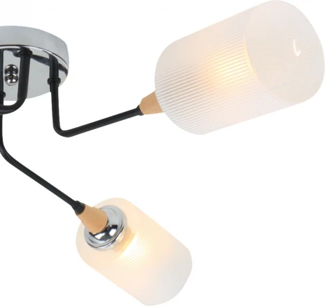 Потолочная люстра Escada Mattiola 2101/4P 4x60Вт E27, металл/стекло, хром/черный/дерево, матовый плафон (220V)