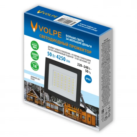 Прожектор уличный светодиодный 6500К черный Volpe ULF-Q519 50W/6500K IP65 220-240V BLACK