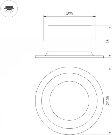 Встраиваемый точечный светильник светодиодный MS-DROP-BUILT-R105-14W Warm2700 (WH, 85 deg, 230V) (Arlight, IP54 Металл) 054706