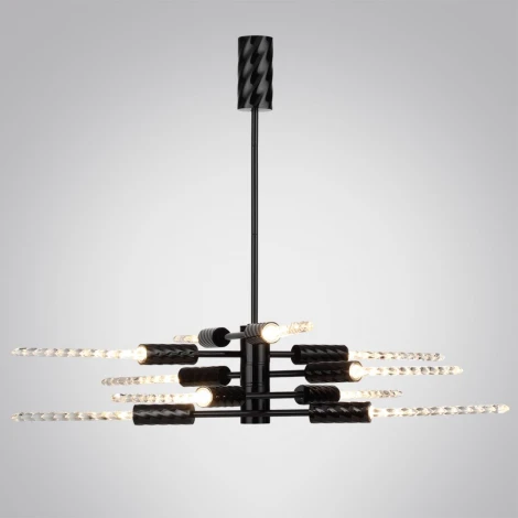 Потолочная люстра на штанге Odeon Light Kolos 5459/28L черный глянцевый/прозрачн./металл/стекло LED 28W 3000K (220V)