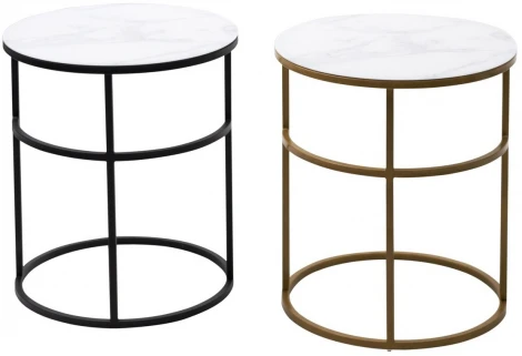 Журнальный столик Френсис Белый мрамор, стекло/ золотой каркас M-city