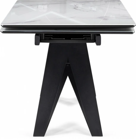 Стол стеклянный Notta Блэкберн 140(200)х80х75 белый мрамор кристл / черный арт.612167