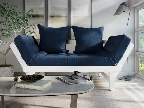 Кушетка Arsko Сламбер белая эмаль синий велюр