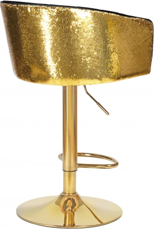 Стул барный DOBRIN DARCY GOLD SHINY (черный велюр с золотыми пайетками) 5025_GoldBase_Shiny-LM SHINY, цвет сиденья черный пайетками, основания золото