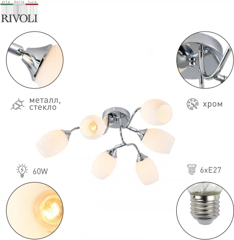 Потолочная люстра на штанге Rivoli Hollie 3135-306 (220V)