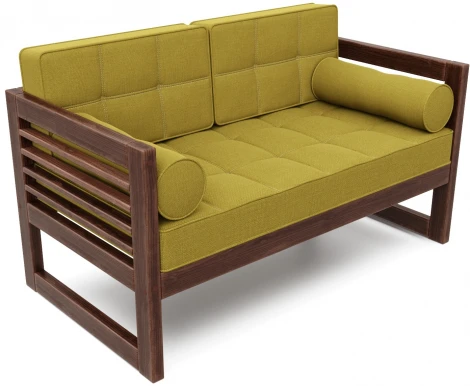 Диван Arsko прямой Сега М орех рогожка горчичная