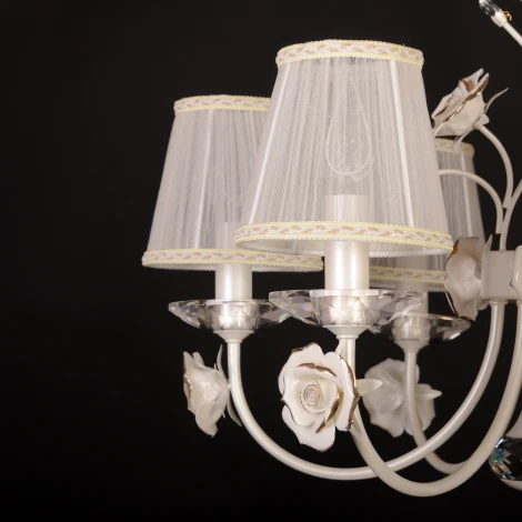 Подвесная люстра Abrasax 2031/6 (cream pearl) (220V, на цепи, цветы, розы)