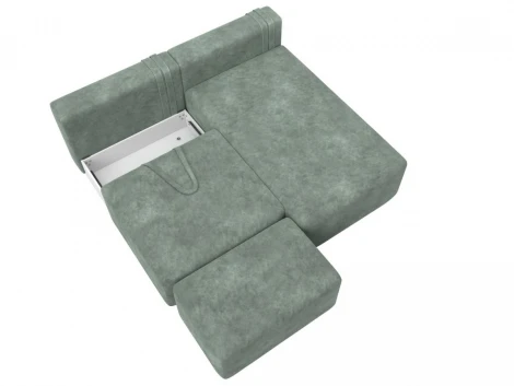 Диван угловой модульный с пуфом Лига-060 НПБ угол универсальный (ЛДСП,Брус,Фанера/Пластик/Велюр/Зеленый) Лига Диванов 129695