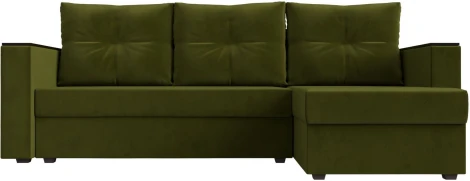 Лига Диванов угловой диван Атланта Лайт Б/С правый угол (Микровельвет/Зеленый)