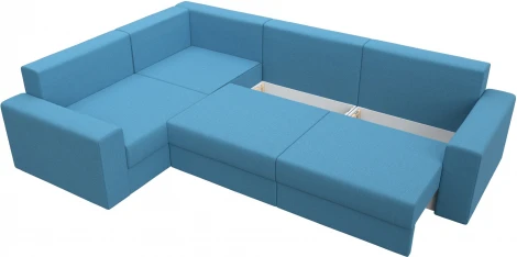 Диван угловой Майами Long левый угол (Голубой/Рогожка) Лига Диванов арт.123488L