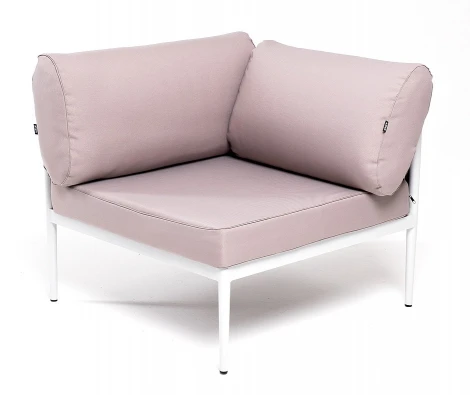 "Касабланка" угловой модуль плетеный из роупа, каркас алюминий светло-серый (RAL7035) муар, роуп серо-коричневый 23мм, ткань бежевая 15052 4SIS арт.УТ-00010337